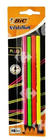 Crayon HB Evolution Fluo Assortiment Bic 4 unités