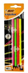 Crayon HB Evolution Fluo Assortiment Bic 4 unités