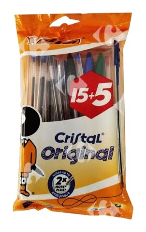 Pochette de Stylos Bille Cristal Bic 15 unités + 5 Gratuits