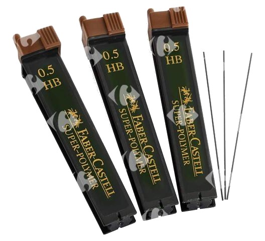 Tube Mines Super-Polymère Faber Castell 0,5 HB 3 unités