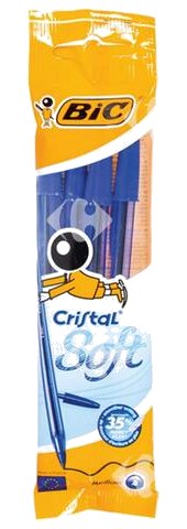 Stylo à bille Cristal Soft BIC couleur bleue 4 unités