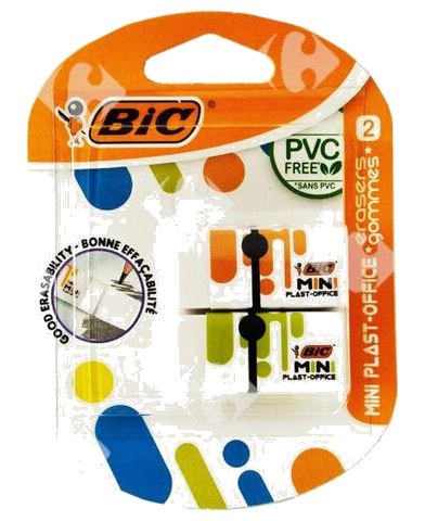 Gomme Mini Plast Office Blanc Bic 2 unités