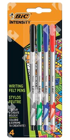 Stylo à Bille Intensity Medium 4 Couleurs Assorties Blister BIC 4 unités