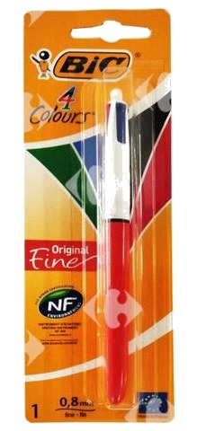 Stylo-Bille Rétractable Pointe Fine 4 Couleurs Original Bic 1 unité