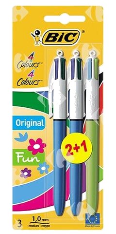 Stylo à Bille BIC 4 Couleurs Medium Blister BIC 2 + 1 Gratuit