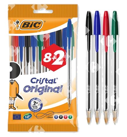 Stylo à Bille Cristal Médium Assorti Bic 8 unités + 2 Gratuits