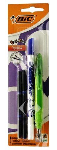Stylo à Plume Rechargeable Bic + 6 Cartouches + 1 Effaceur