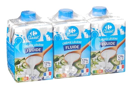 Crème UHT Fluide 12%Mg Carrefour 3x20 cl