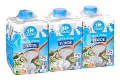 Crème UHT Fluide 12%Mg Carrefour 3x20 cl