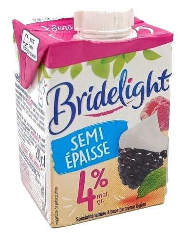 Crème Fraîche Légère Semi-épaisse à 4% M.G. Bridelight 20 cl