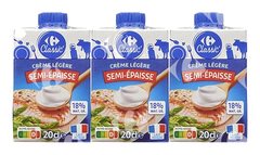 Crème Légère Semi Épaisse 18%Mg Carrefour 3x20 cl