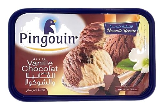 Crème Glacée Vanille Chocolat en Bac Pingouin 1 L