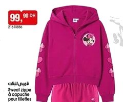 Sweat zippé à capuche pour fillettes Disney
