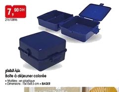 Boîte à déjeuner colorée en plastique