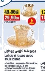 Tasses avec sous tasses GLASS IN LOVE – Lot de 6