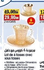 Tasses avec sous tasses GLASS IN LOVE – Lot de 6