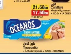 Thon entier à l’huile végétale Oceanos – Lot de 3 x 80g