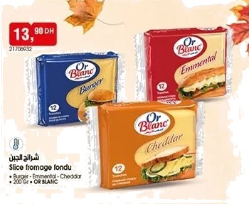 Slices fromage fondu Or Blanc – 200g