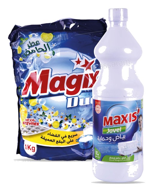 Lessive main + eau de javel Magix Duo – Lot de 1 kg + 1 L