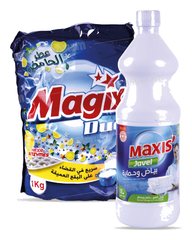 Lessive main + eau de javel Magix Duo – Lot de 1 kg + 1 L
