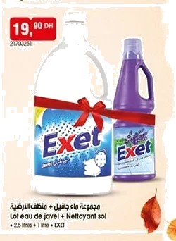 Eau de javel + Nettoyant sol Exet – Lot de 2.5 L + 1 L