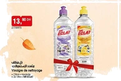 Vinaigre de nettoyage Mr Eclat (citron + lavande) – Lot de 2 x 1 L