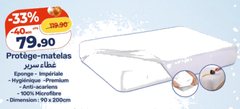Protège-matelas imperméable éponge – 90 x 200cm
