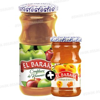 Lot de 2 confitures El Baraka (abricot + pomme) – 37cl