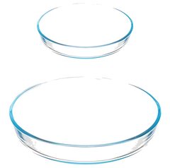 Plat à Four Verre Rond Oval Gravé 24/30 cm 2 pièces
