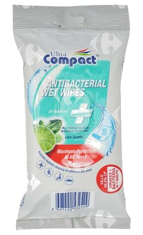 Lingettes Antibactériennes Ultra Compact 15 feuilles