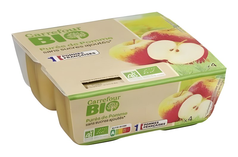 Purée de Pomme Sans Sucre Carrefour Bio 100 g 4 unités