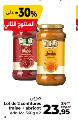 Confiture fraise et abricot Add-Me – Lot de 2 x 360g