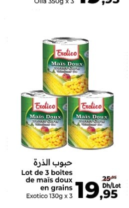 Maïs doux en grains Exotico – Lot de 3 x 130g