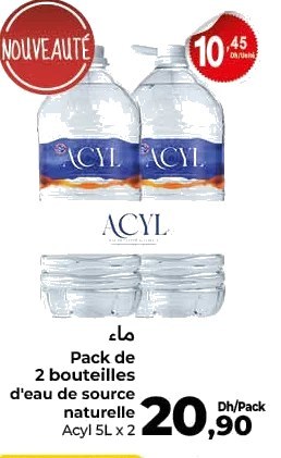 Eau de source naturelle Acyl – Lot de 2 x 5L