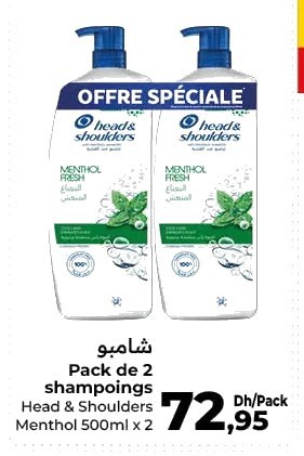 Shampoing Head & Shoulders Menthol – Lot de 2 x 500ml
