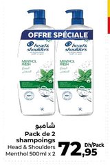 Shampoing Head & Shoulders Menthol – Lot de 2 x 500ml