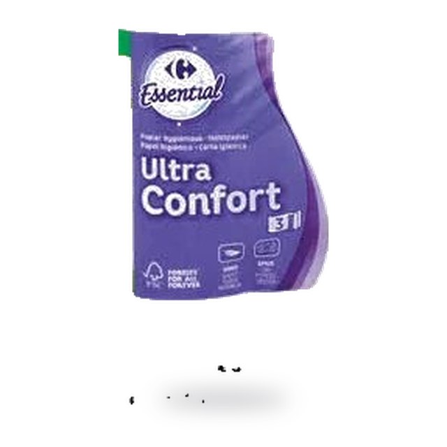 Papier hygiénique Ultra Confort 3 plis Carrefour – Lot de 6 unités