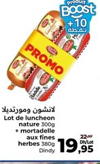 Lunched nature + mortadelle aux fines herbes Dindy – Lot de 2 (300g + 380g)