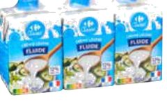 Crème fluide légère UHT 12% MG Carrefour – Lot de 3 x 20cl