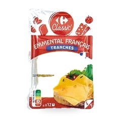 Fromage Emmental en tranches Carrefour – 200g (12 tranches)