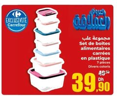 Boîtes alimentaires carrées en plastique – Lot de 7
