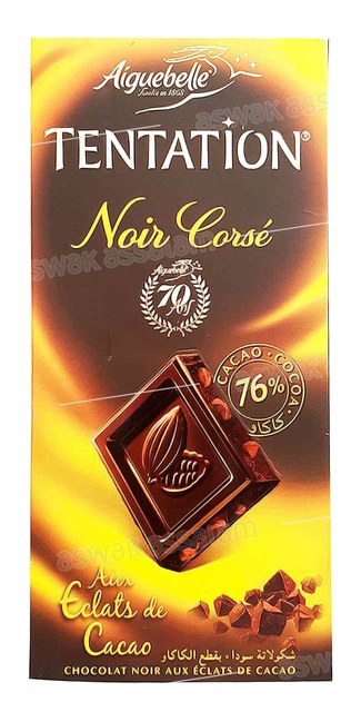 CHOCOLAT NOIR CORSE AUX ECLATS DE CACAO 100G TENTATION AIGUEBELLE