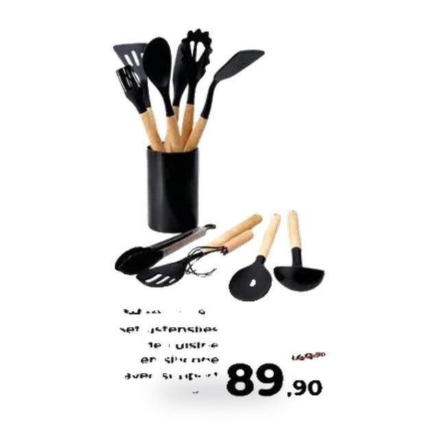 Ustensiles de cuisine en silicone avec support – Lot de 12