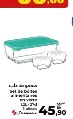 Boîtes alimentaires en verre Pasabahce – Lot de 3