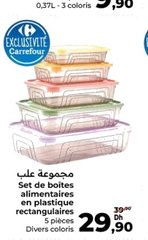 Boîtes alimentaires en plastique rectangulaires – Lot de 5