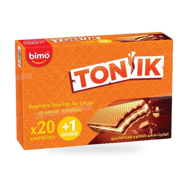 BOITE DE 21 GAUFRETTES FOURREES AU CACAO BIMO (20 ACHETES = 1 GRATUIT )