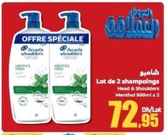 Shampoing Head & Shoulders Menthol – Lot de 2 x 500ml