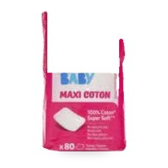 Cotons maxi carré pour bébé Carrefour – 80 unités