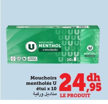 Mouchoirs mentholés U – Lot de 10