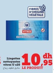 Lingettes nettoyantes vitres U – Lot de 20